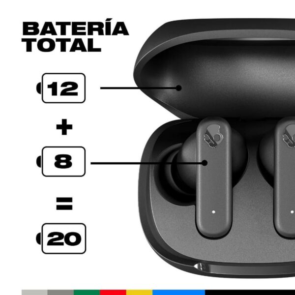 2065342954563-2 AUDÍFONOS SKULLCANDY TRUE WIRELESS S2TAW BLUETOOTH SMOKIN BUDS TW BLACK