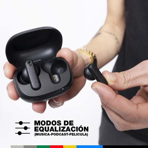 2065342954563-4 AUDÍFONOS SKULLCANDY TRUE WIRELESS S2TAW BLUETOOTH SMOKIN BUDS TW BLACK