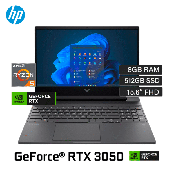 8741 Laptop HP Victus 15-FB2002LA Ryzen 5 8645HS RAM 8GB Disco 512GB SSD Video RTX 3050 6GB 15.6" FHD Windows 11 (A14LLLA#ABM)